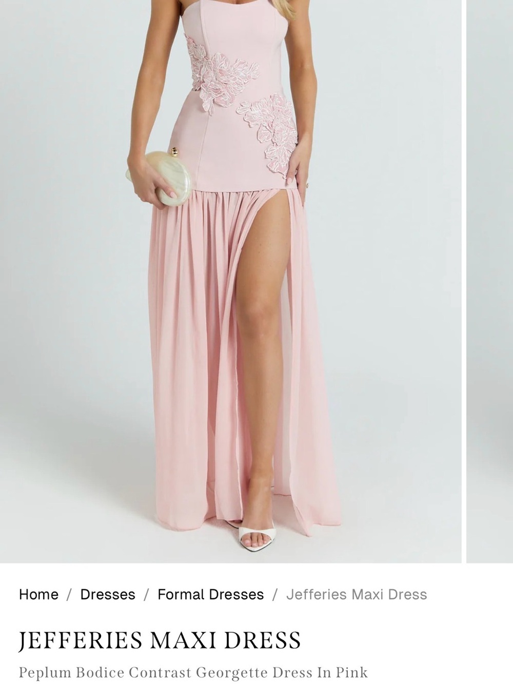 Pink Jefferies Maxi Dress with Floral Appliqué